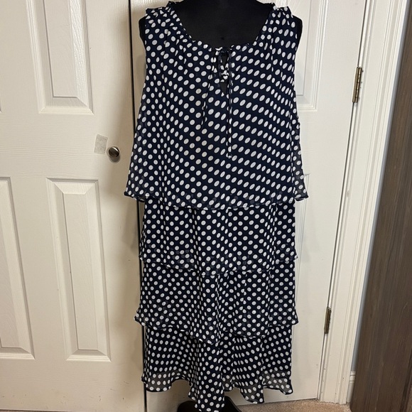 Roz & Ali Polka Dot Tiered Plus Dress - Picture 1 of 8